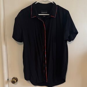 Wildfang Black Button-Down with Red Accents